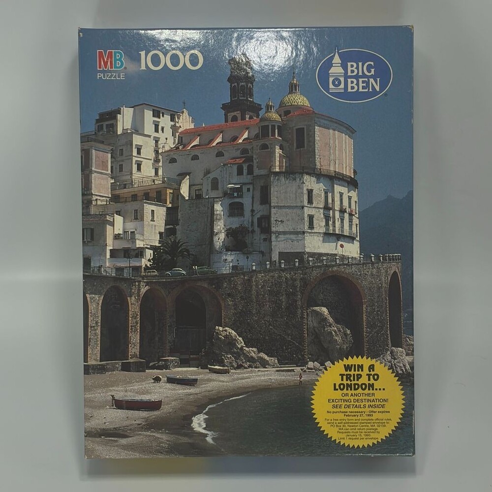 Atrani, Italy MB Big Ben 1000 Piece Puzzle 50th Anniversary Milton Bradley 1991
